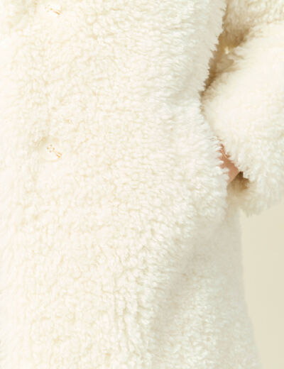 Manteau oversize long effet polaire creme femme