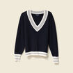 Pull manches longues bleu marine femme