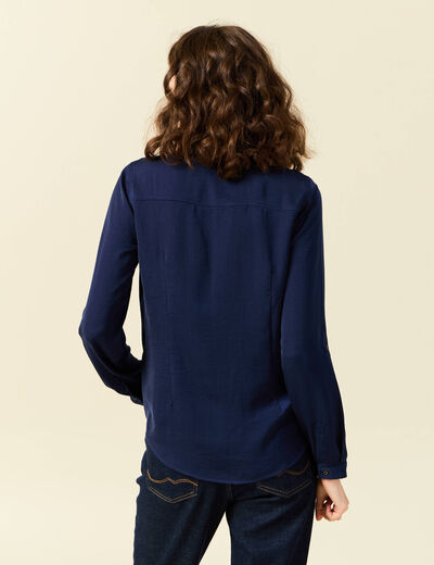Chemise manches longues bleu marine femme