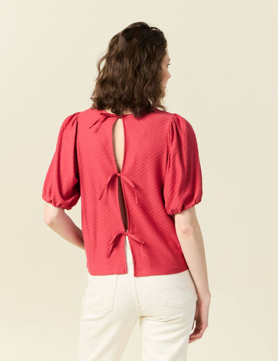 T-shirt manches courtes rouge foncé femme