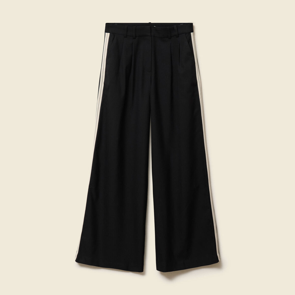 Pantalon large taille haute noir femme | Bonobo