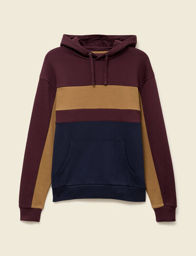 Sweat &agrave; capuche manches longues bordeaux homme