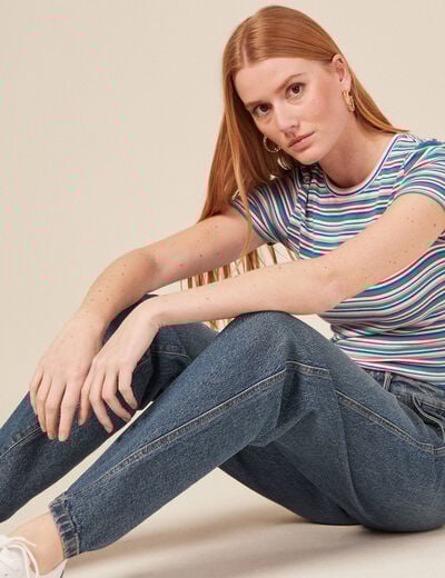 T-shirt manches courtes multicolore femme