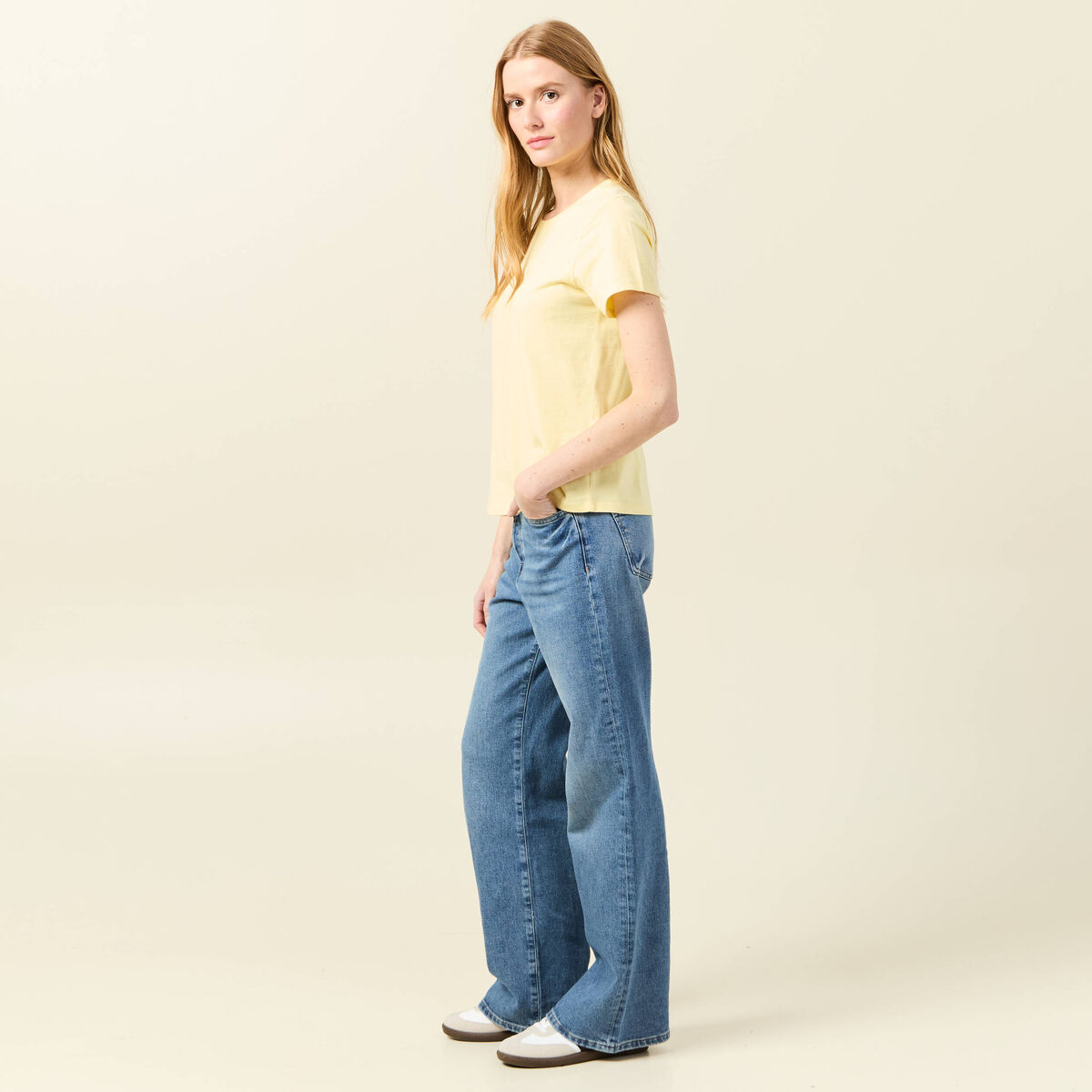 T-shirt manches courtes jaune clair femme
