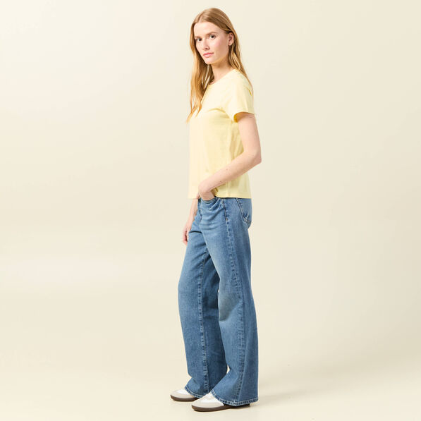 T-shirt manches courtes jaune clair femme