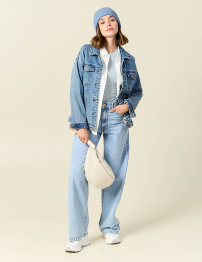 T-shirt manches longues avec laine bleu ciel femme