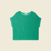 Pull oversize ajour&eacute; col bateau vert menthe femme