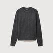 Pull droit col rond manches longues gris fonc&eacute; homme