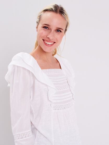 T shirt manches longues ecru femme