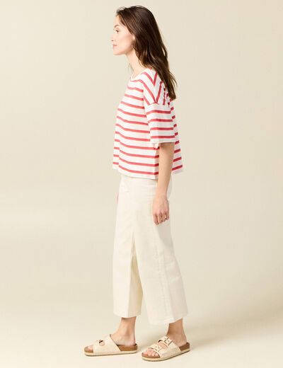 T-shirt manches courtes ecru femme