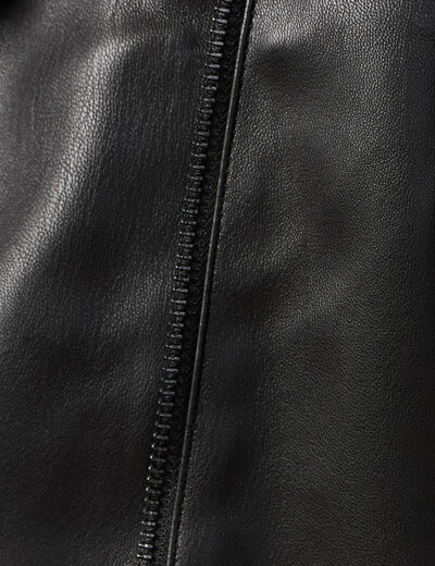 Blouson ajusté simili cuir noir femme