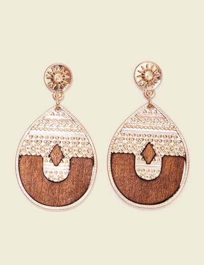 Boucles d'oreilles pendantes couleur or femme