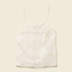 Débardeur droit court col carré dentelle ecru femme