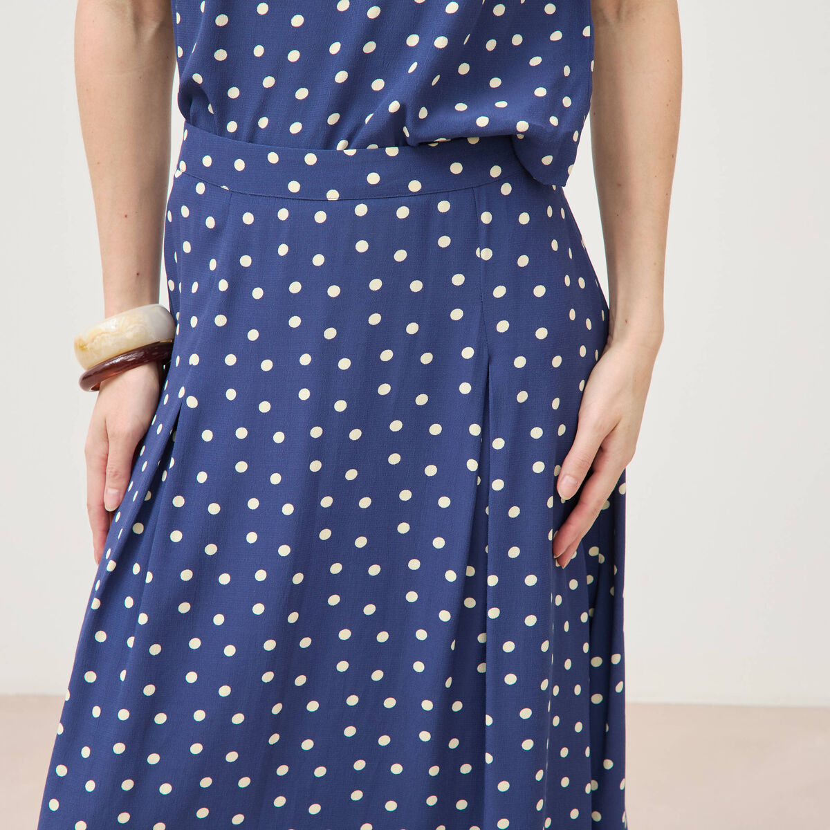 Jupe longue &eacute;vas&eacute;e bleu marine femme