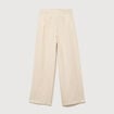 Pantalon large taille haute ceinture jaune pastel femme