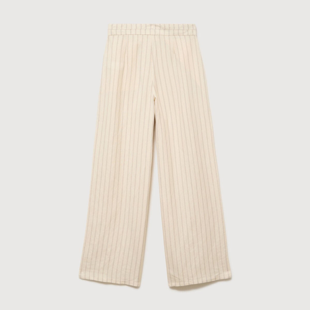 Pantalon large taille haute ceinture jaune pastel femme