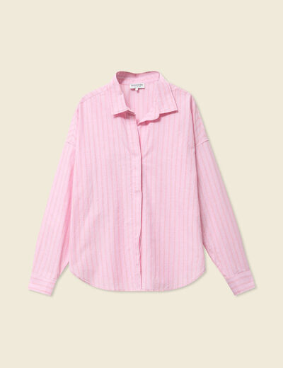 Chemise manches longues rose clair femme