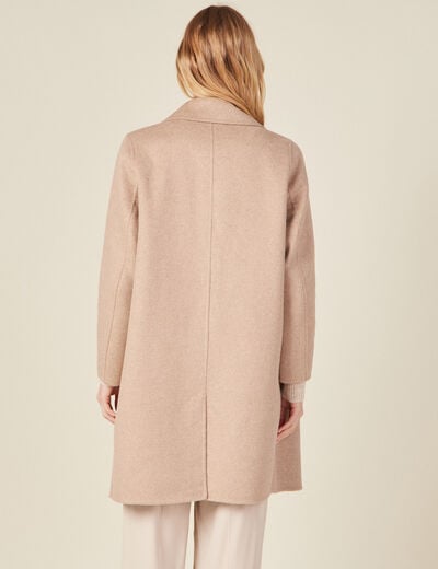 Manteau droit long boutonné marron clair femme