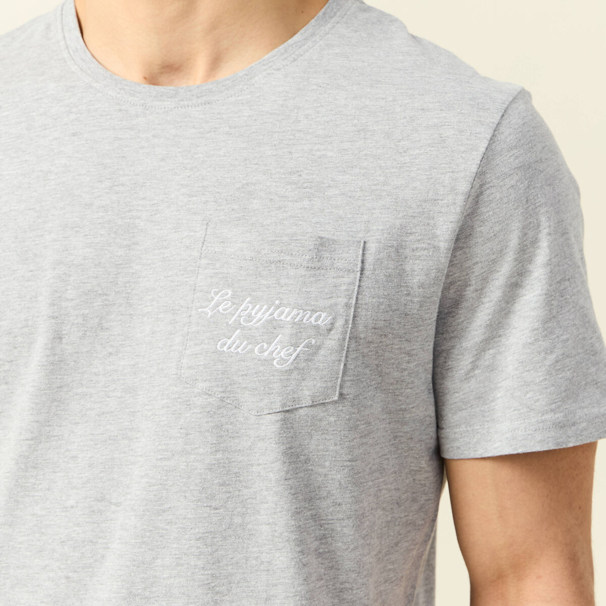 Ensemble pyjama 2 pi&egrave;ces gris clair homme