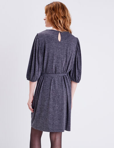 Robe droite ceinturée gris foncé femme