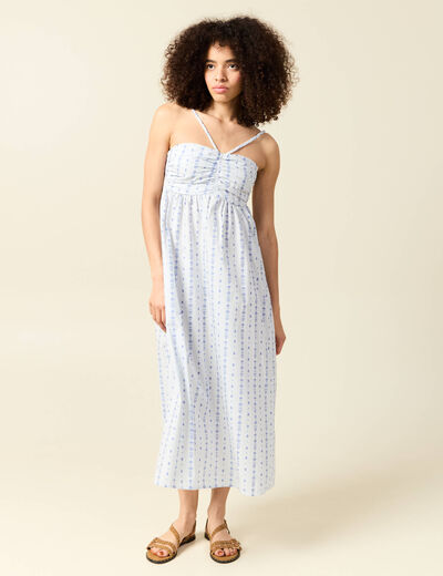 Robe sans manches en coton bleu clair femme