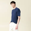 Polo cintré manches courtes bleu marine homme