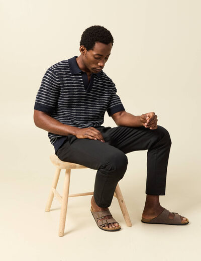 Polo ample en coton manches courtes bleu marine homme