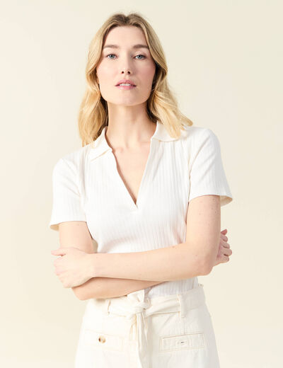Polo manches courtes ecru femme