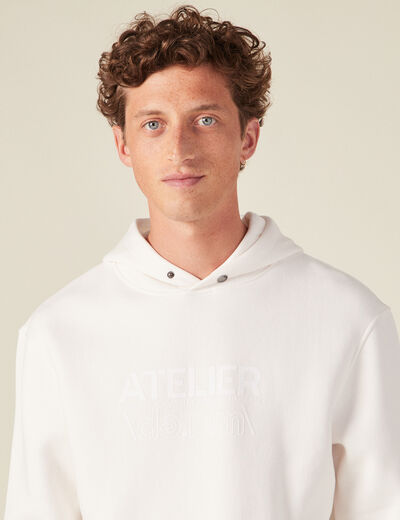 Sweat à capuche ecru homme
