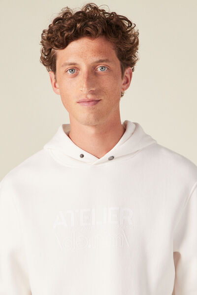Sweat à capuche ecru homme