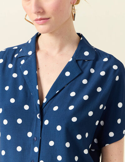 Chemise manches courtes bleu marine femme