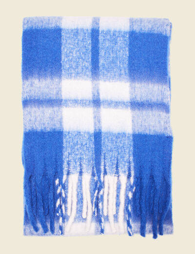 Écharpe à franges bleu femme