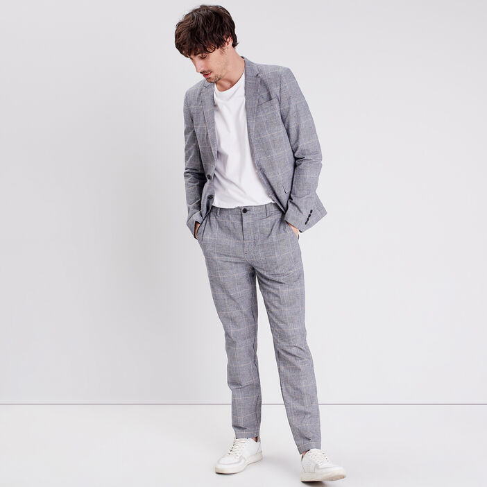 Veste droite boutonnée bleu marine homme