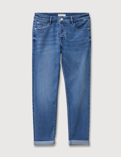 Jeans girlfriend taille haute denim stone femme