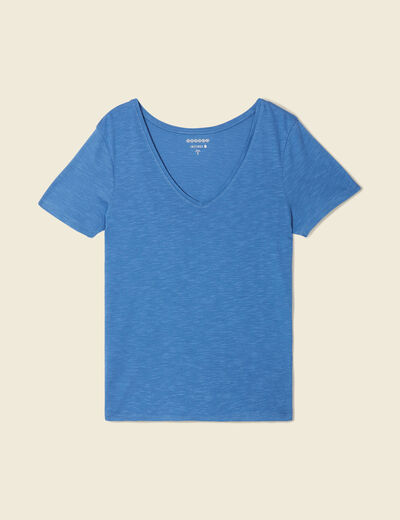 T-shirt manches courtes bleu femme