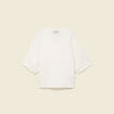 Pull col v manches 3/4 ecru femme