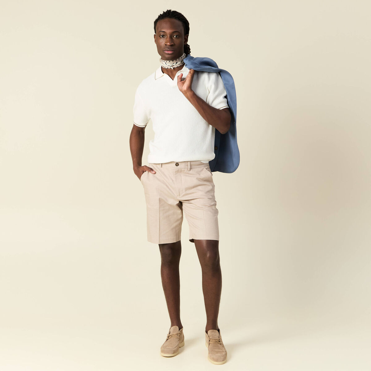 Polo manches courtes ecru homme