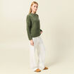 Pull manches longues ajouré vert kaki femme