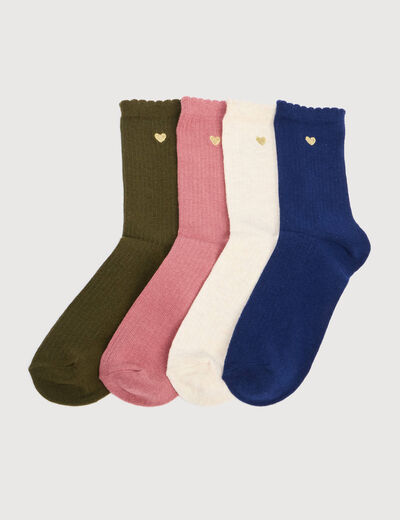 Lot de 4 paires de chaussettes vert kaki femme