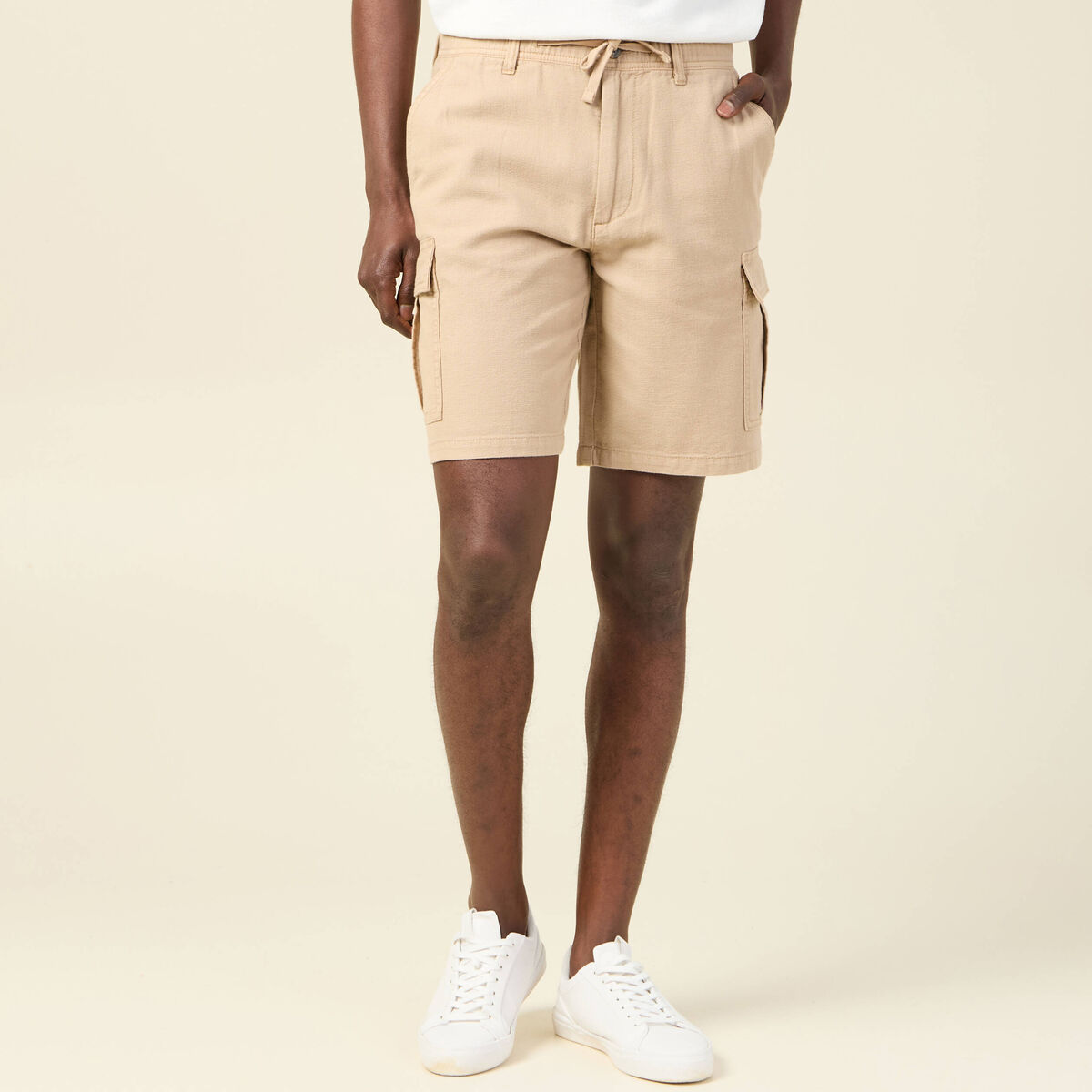 Bermuda cargo à coulisse beige homme