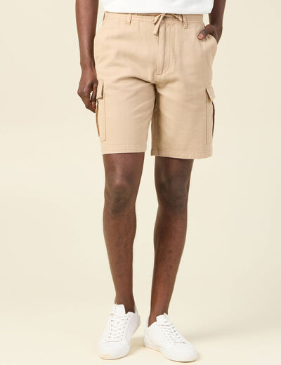 Bermuda cargo à coulisse beige homme