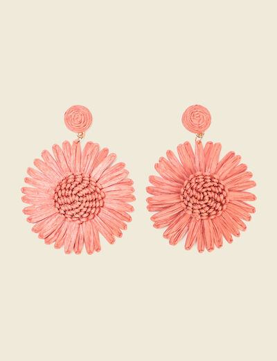 Boucles d'oreilles pendantes rose corail femme