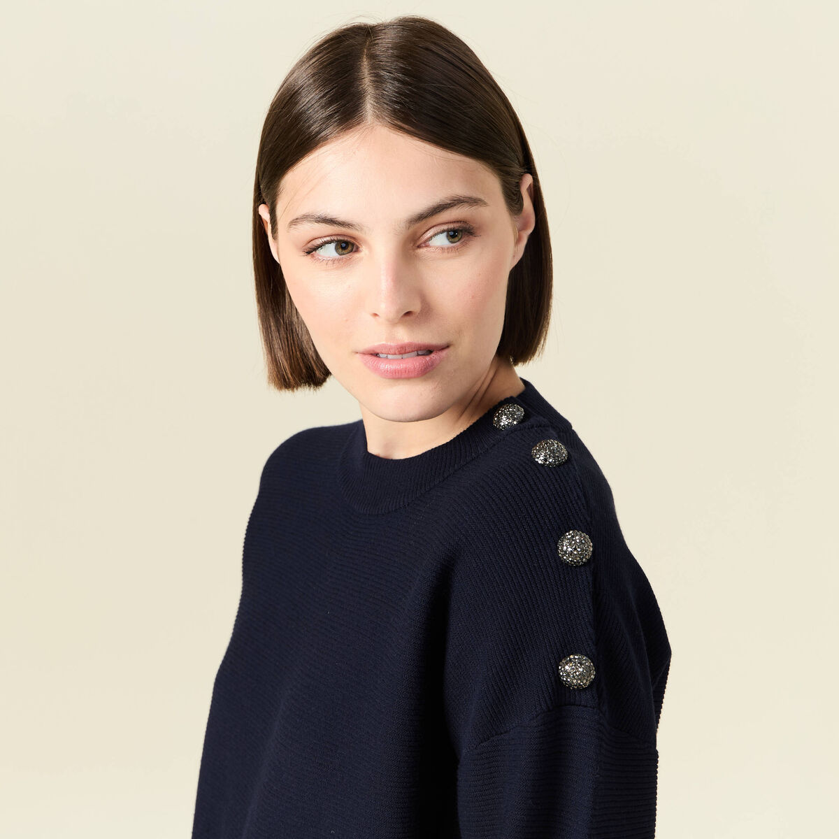 Pull éco-responsable bleu marine femme