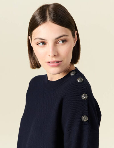 Pull éco-responsable bleu marine femme