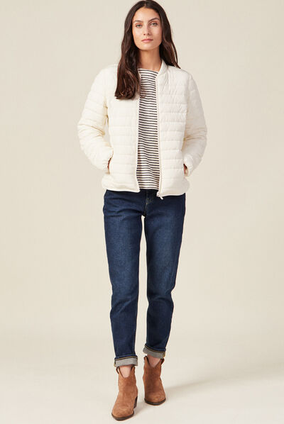 Doudoune droite zippée ecru femme