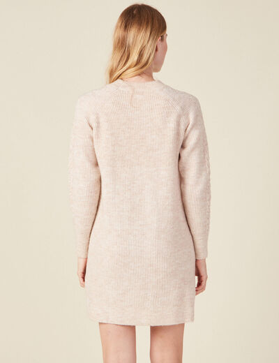 Robe pull droite torsades creme femme