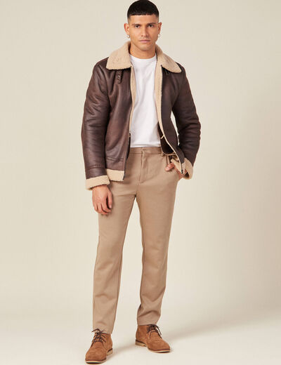 Pantalon chino slim beige homme