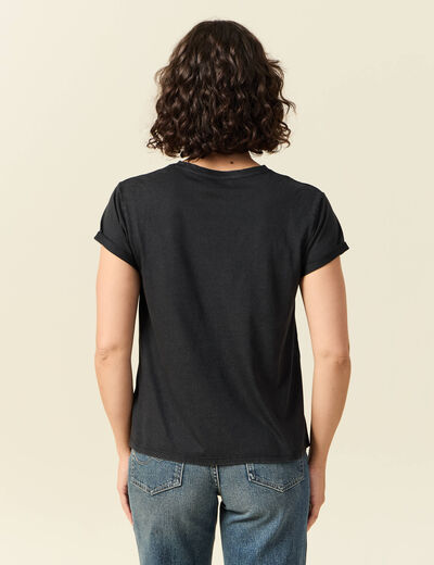T-shirt en coton noir femme