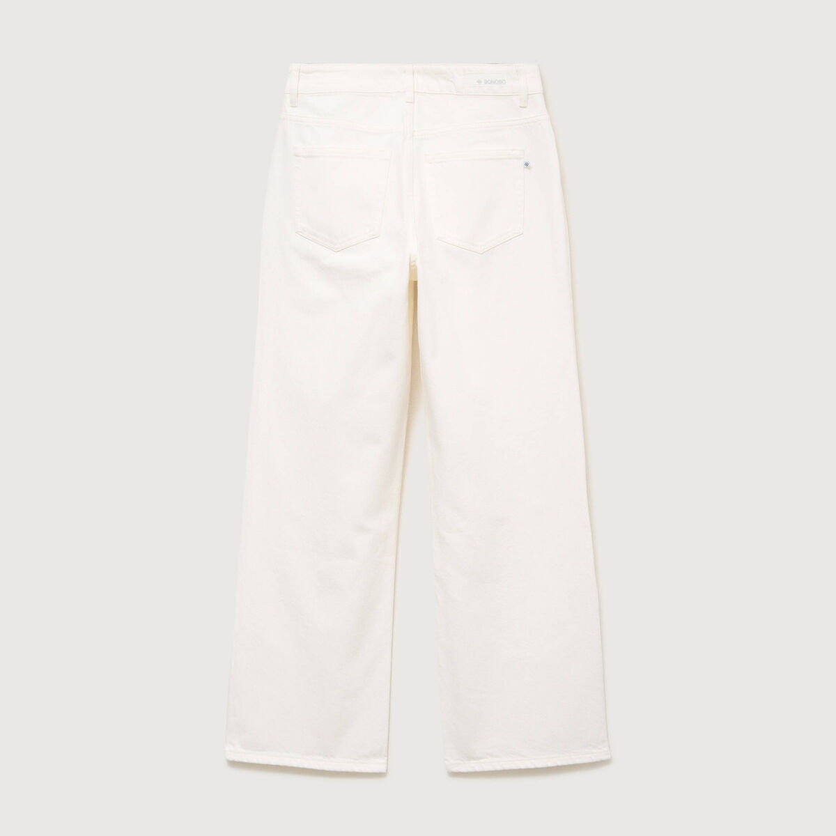 Jeans wide leg taille bascul&eacute;e denim blanc femme