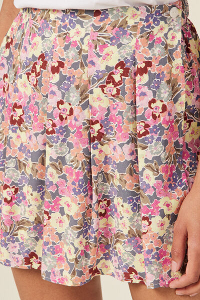 Jupe-short évasée volantée multicolore femme